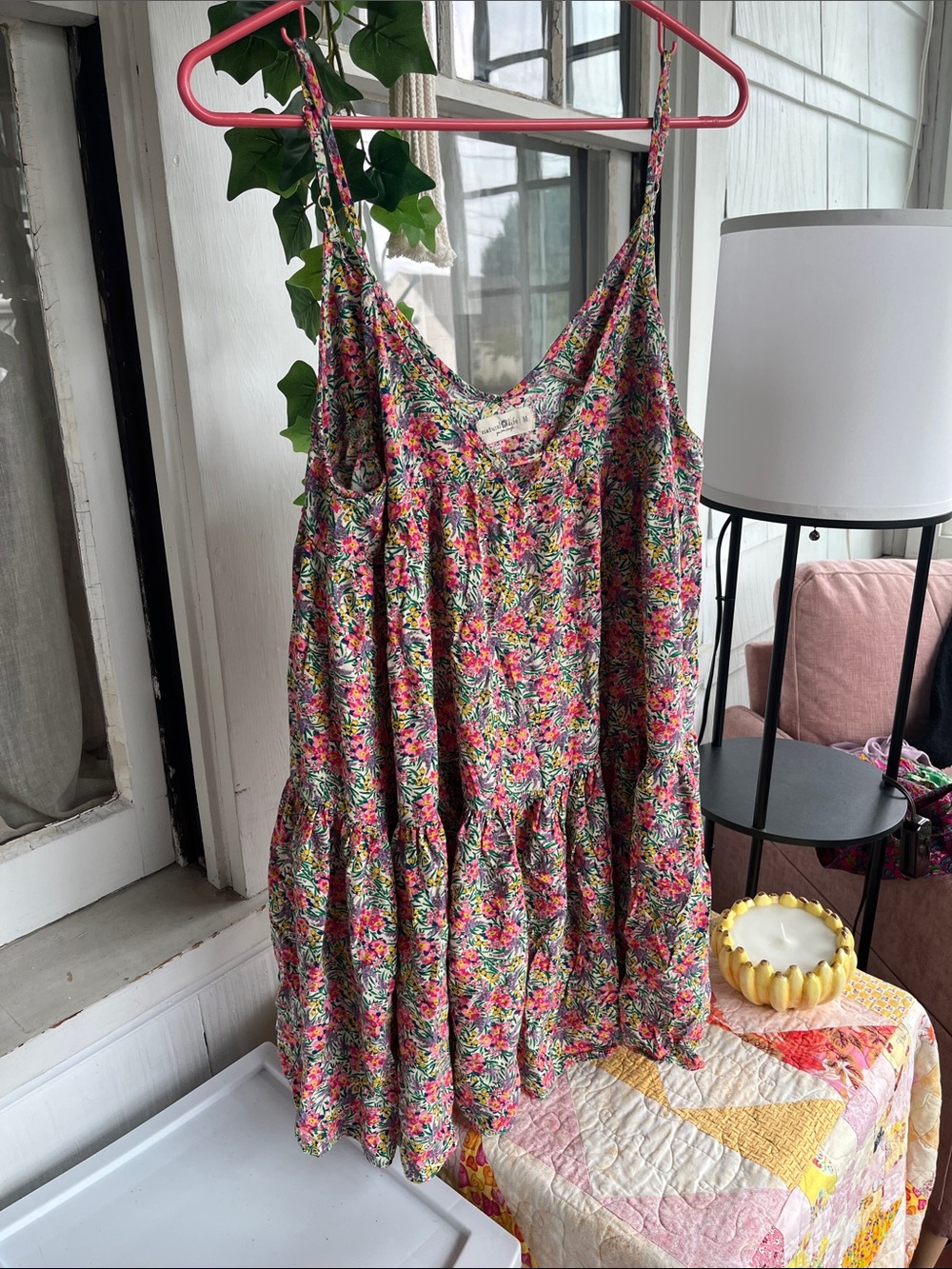 Natural Life Floral Tiered Spaghetti Strap Tank Top - Multicolor
